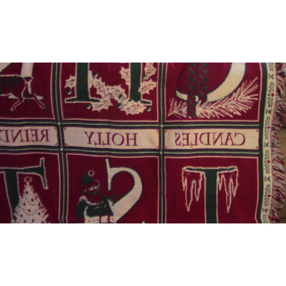 Vintage Goodwin Weavers Ole World Santa Christmas Tapestry Throw 73